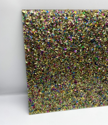 La feuille colorée de Chunky Flakes Glitter Cast Acrylic pour le laser a coupé 4mm épais